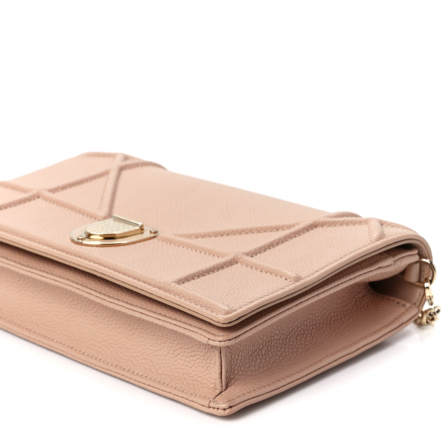 Christian Dior Grained Calfskin Diorama Wallet on Chain Pouch Nude 11 of 12
