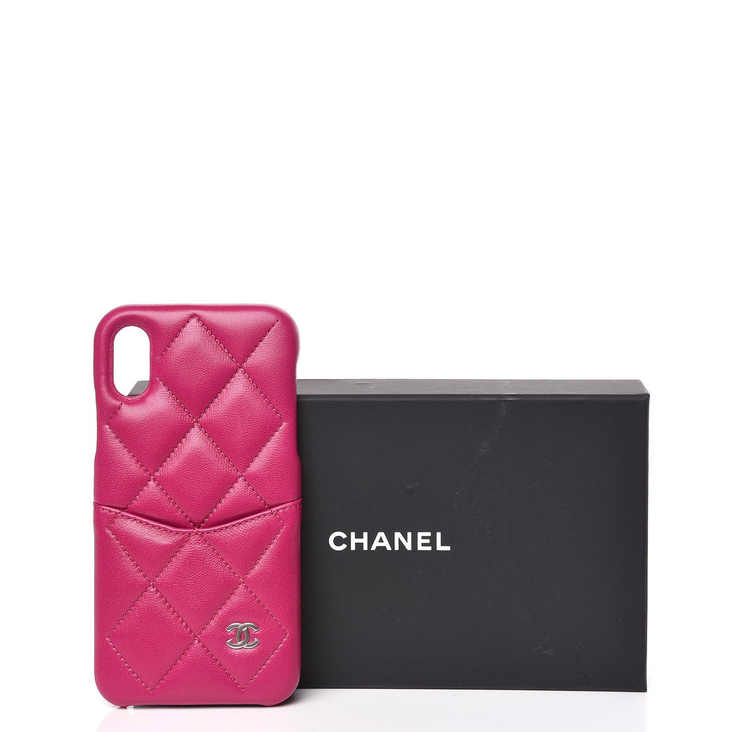 Lambskin Quilted iPhone X Coco Tech Case Fuchsia