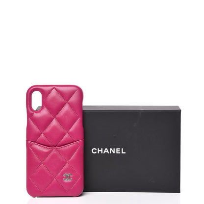 Chanel Lambskin Quilted iPhone X Coco Tech Case Fuchsia 8 of 8