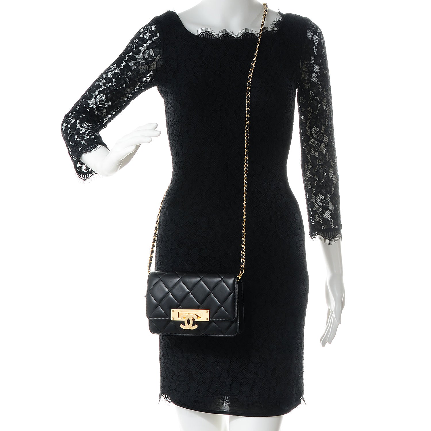 Chanel Lambskin Golden Class Wallet on Chain WOC Black 2 of 9