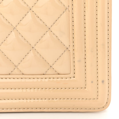Chanel Patent Calfskin Quilted Medium Plexiglass Boy Flap Beige 13 of 18