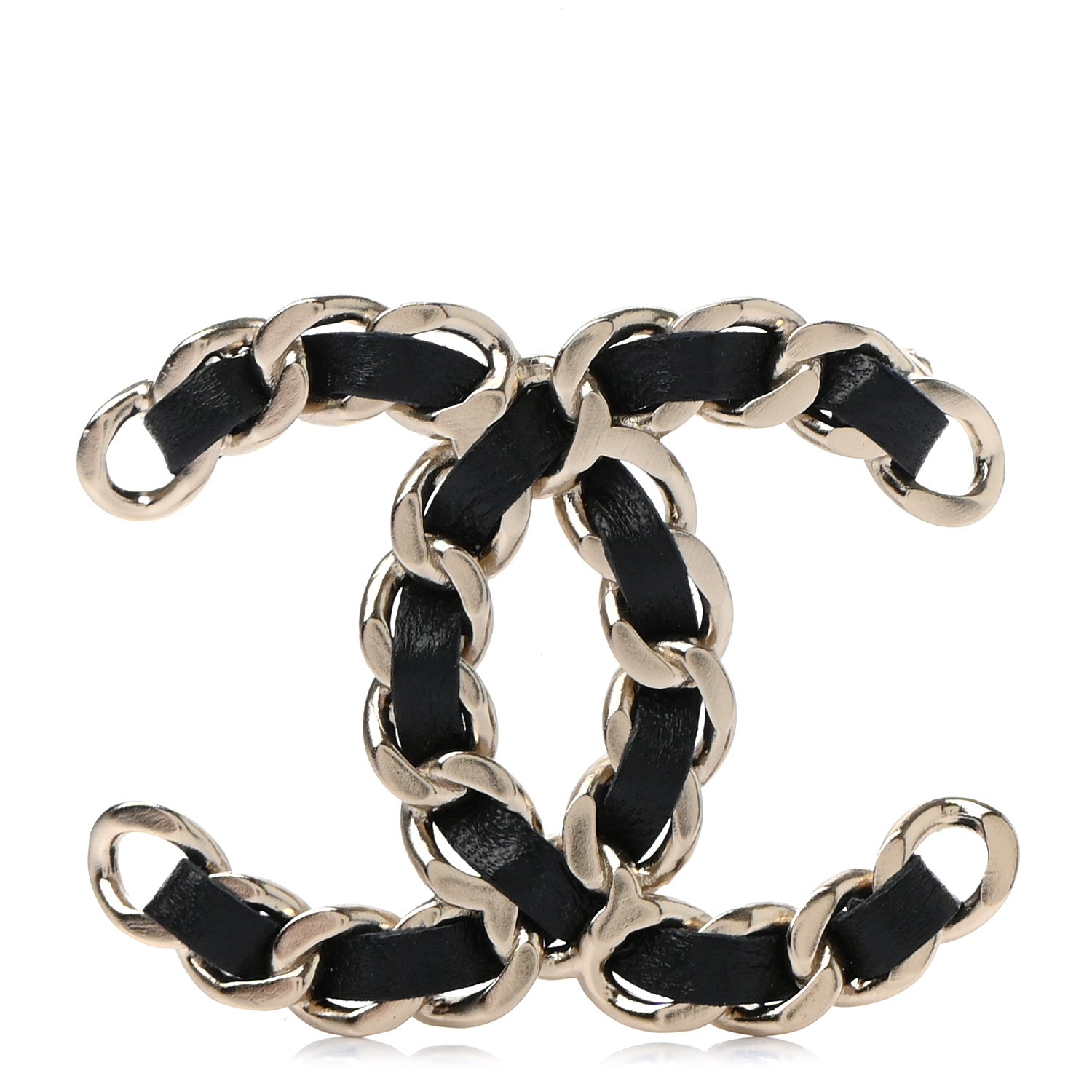 Chanel Lambskin Chain CC Brooch Black Gold 1 of 5