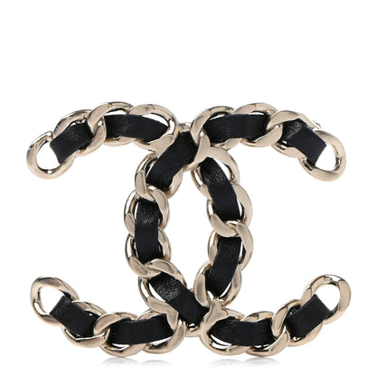 Chanel Lambskin Chain CC Brooch Black Gold 1 of 5