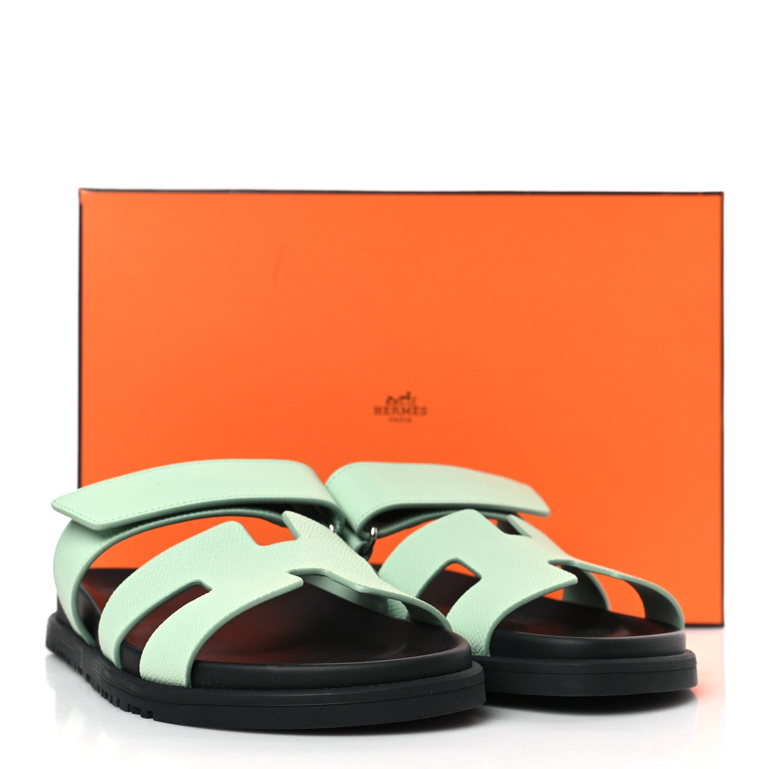 Hermes Epsom Womens Chypre Sandals 38 Vert Jade 9 of 9
