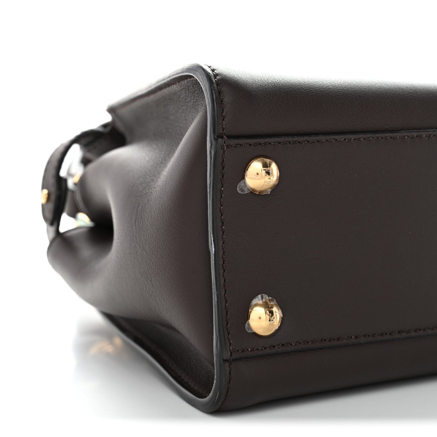Vitello Seta Suede FF Mini Peekaboo Iconic Satchel Chocolate Sigaro Marrone