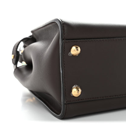 Fendi Vitello Seta Suede FF Mini Peekaboo Iconic Satchel Chocolate Sigaro Marrone 9 of 11
