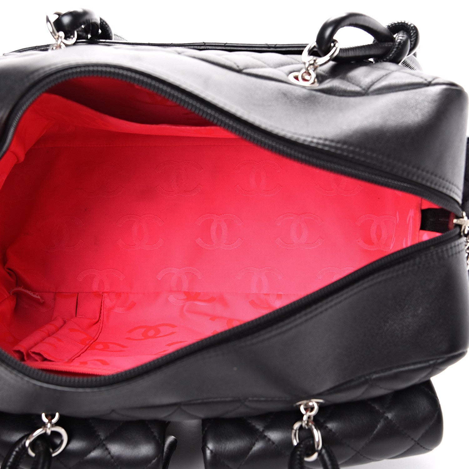Chanel Calfskin Quilted Large Cambon Multipocket Reporter Black White 4 of 15