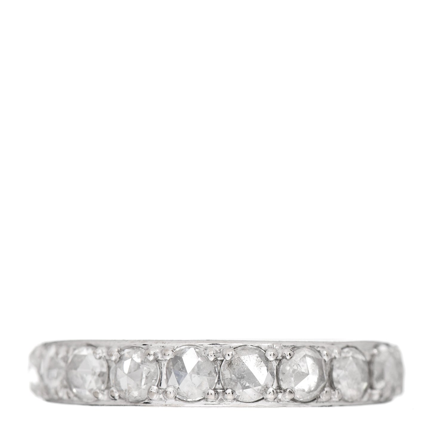 18K White Gold Diamond Metro Rose Cut Eternity Band Ring 53 6.5