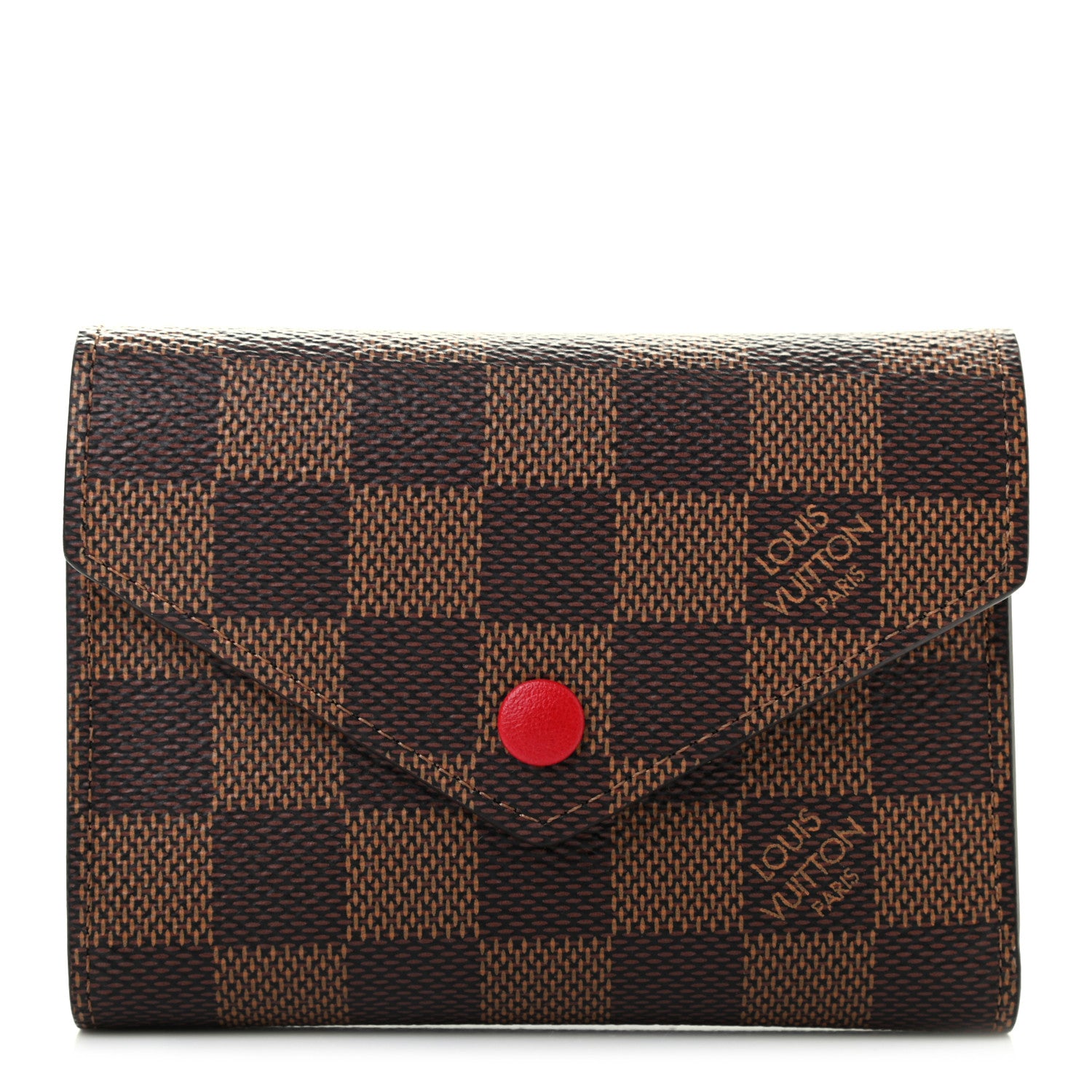 Louis Vuitton Damier Ebene Victorine Wallet Red 1 of 6