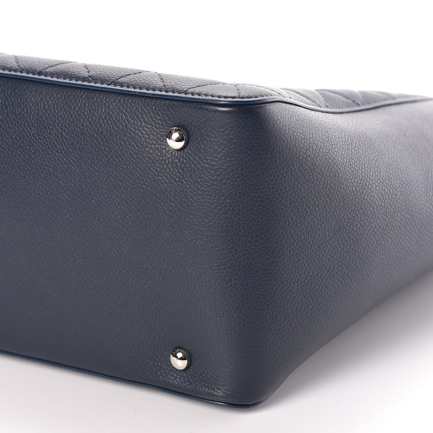 Caviar Quilted Large CC Box Shopping Tote Navy