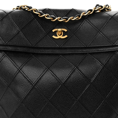 Chanel Caviar Stitched Fold Over Shoulder Bag Black 6 of 8
