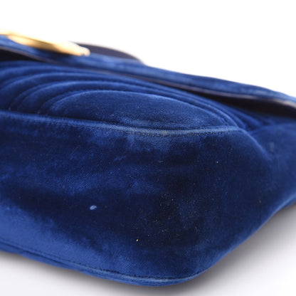 Gucci Velvet Matelasse Medium GG Marmont Shoulder Bag Cobalt Blue 9 of 20