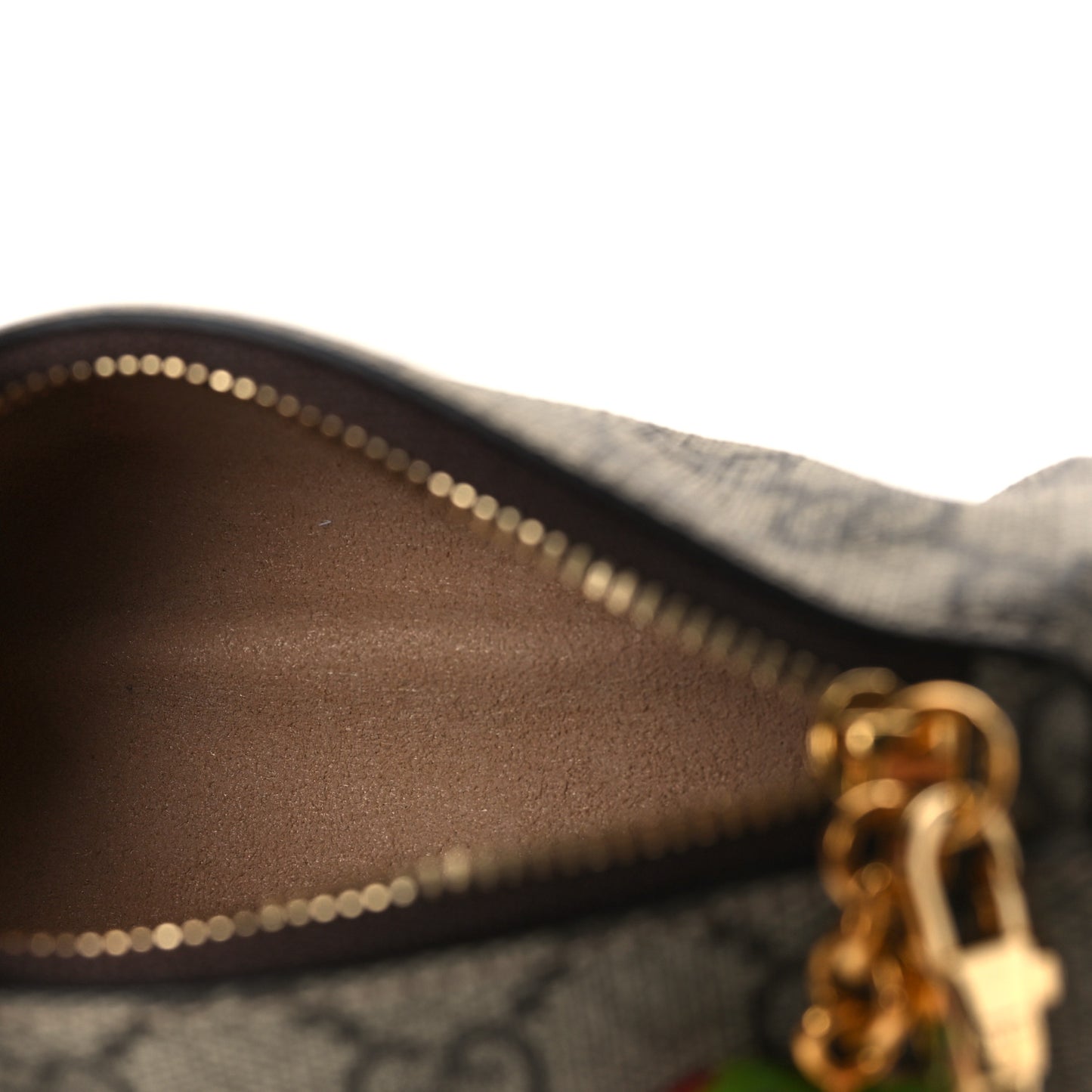 GG Supreme Monogram Strawberry Retro Interlocking G Barrel Coin Purse Beige Ebony
