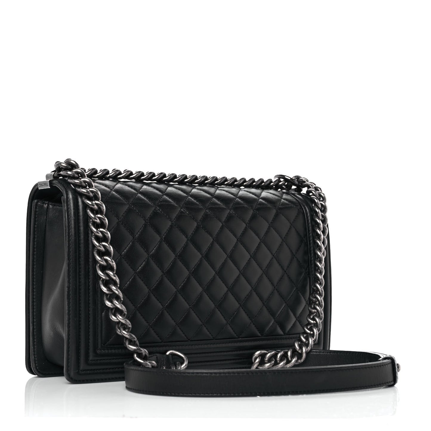 Calfskin Quilted New Medium Boy Flap Black