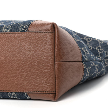 Gucci New Denim GG Monogram Medium Ophidia Shopping Tote Blue Tea Cuir 6 of 8