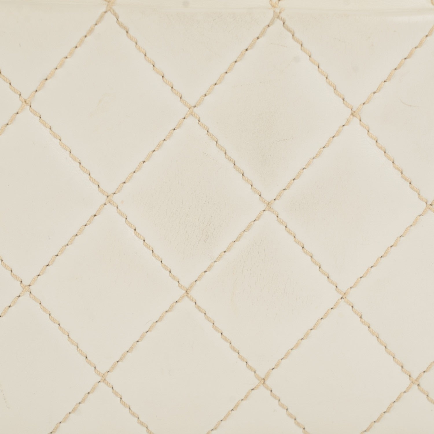 Chanel Calfskin Wild Stitch Surpique Top Handle Bag White 3 of 12