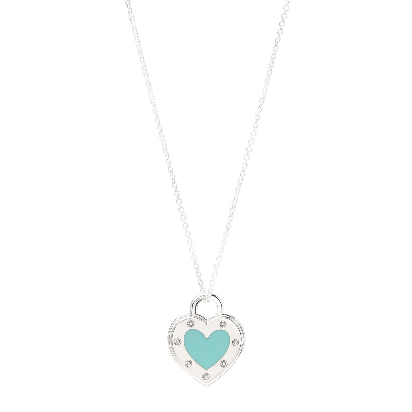 Sterling Silver Enamel Return to Tiffany Love Heart Necklace Blue