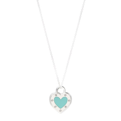 Tiffany Sterling Silver Enamel Return to Tiffany Love Heart Necklace Blue 1 of 6