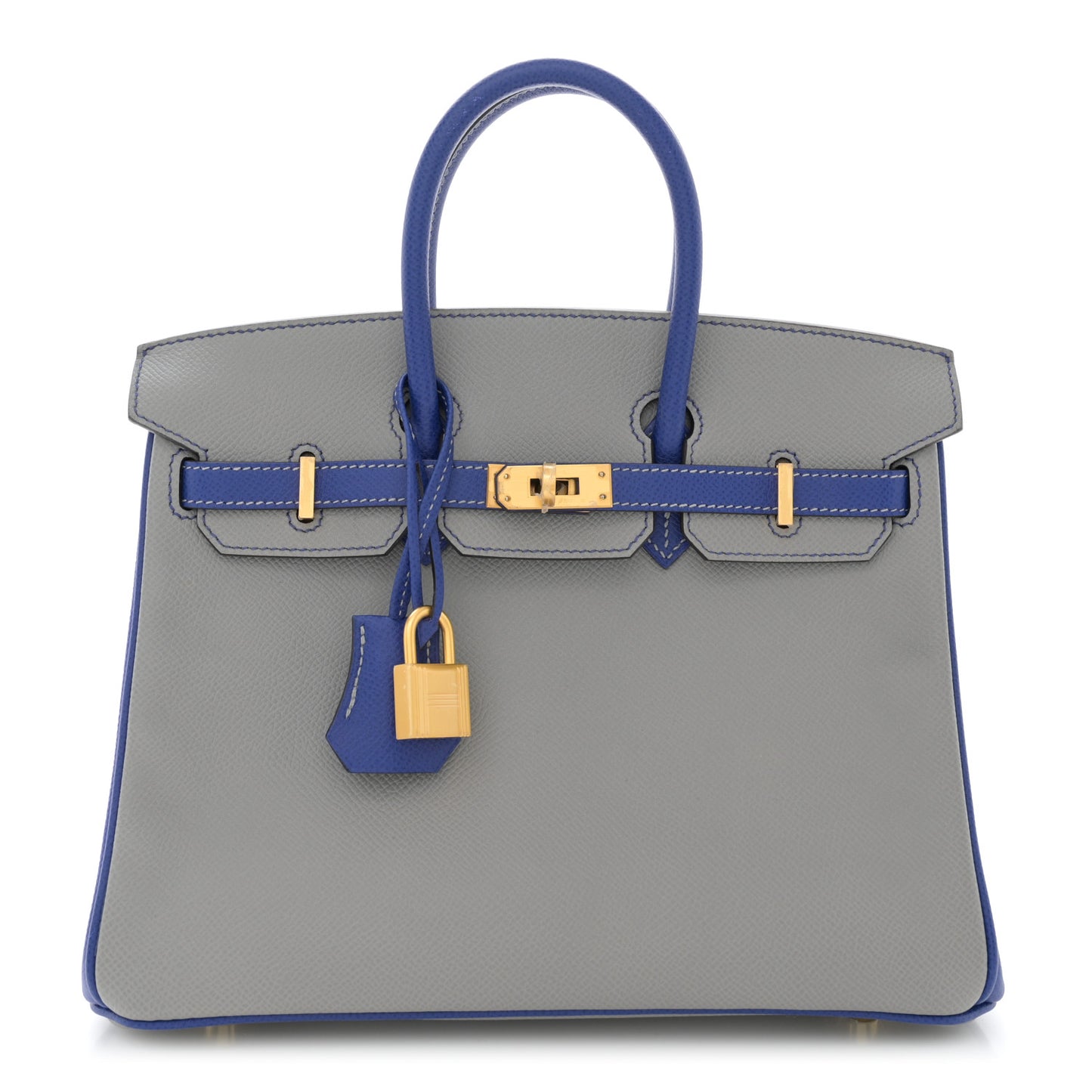 Epsom Horseshoe Birkin 25 Gris Mouette Bleu Electrique