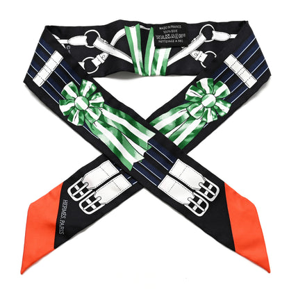 Hermes Silk Jumping Twilly Black Vert Rouge 1 of 4