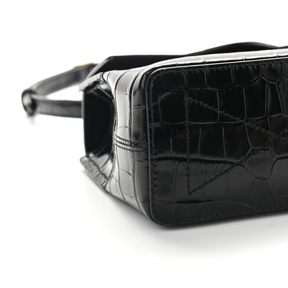 Mulberry Shiny Croc Calfskin Embossed Micro Seaton Black 7 of 8