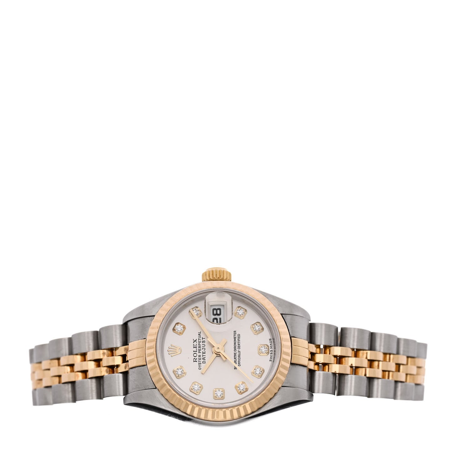 Stainless Steel 18K Yellow Gold Diamond 26mm Oyster Perpetual Datejust Watch Silver 79173