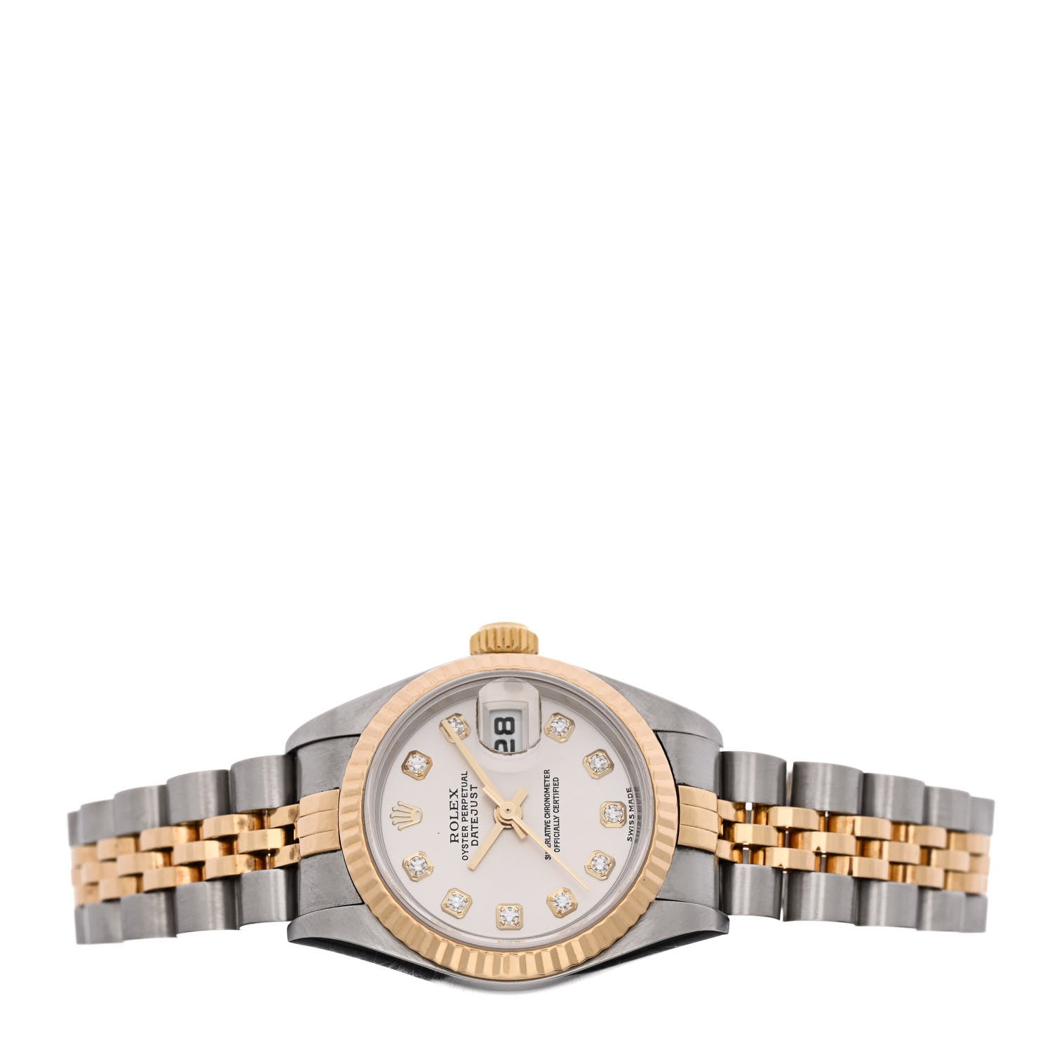 Rolex Stainless Steel 18K Yellow Gold Diamond 26mm Oyster Perpetual Datejust Watch Silver 79173 2 of 5
