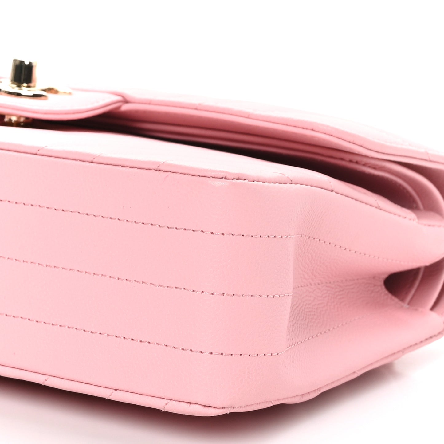 Caviar Chevron Quilted Small Double Flap Pink