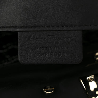 Salvatore Ferragamo Raffia Calfskin The Studio Box Tote Black 8 of 12