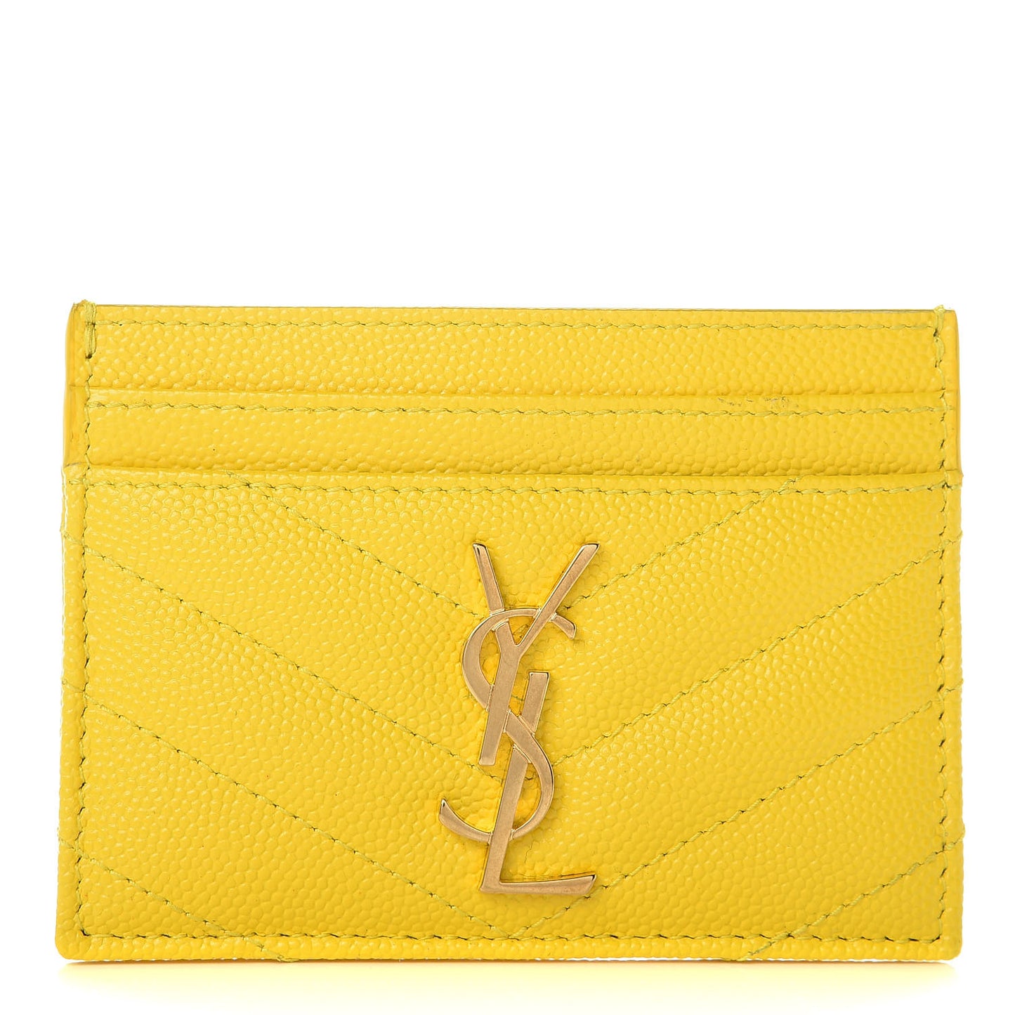 Grain De Poudre Matelasse Chevron Monogram Credit Card Case Mimosa