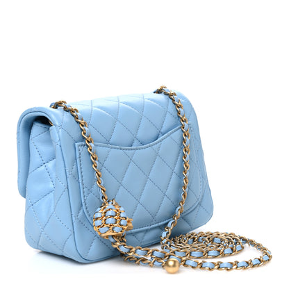 Chanel Lambskin Quilted Mini Pearl Crush Flap Light Blue 2 of 9