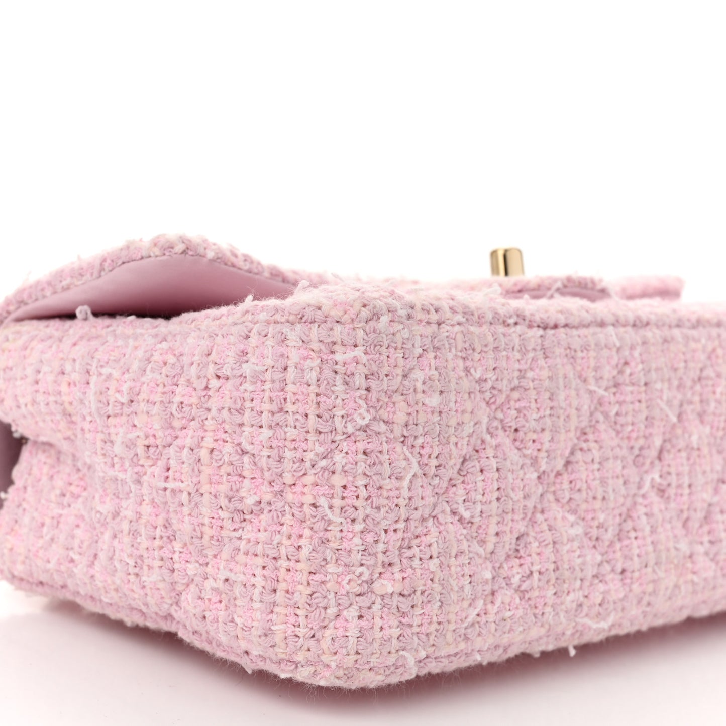 Tweed Quilted Mini Rectangular Flap Pink