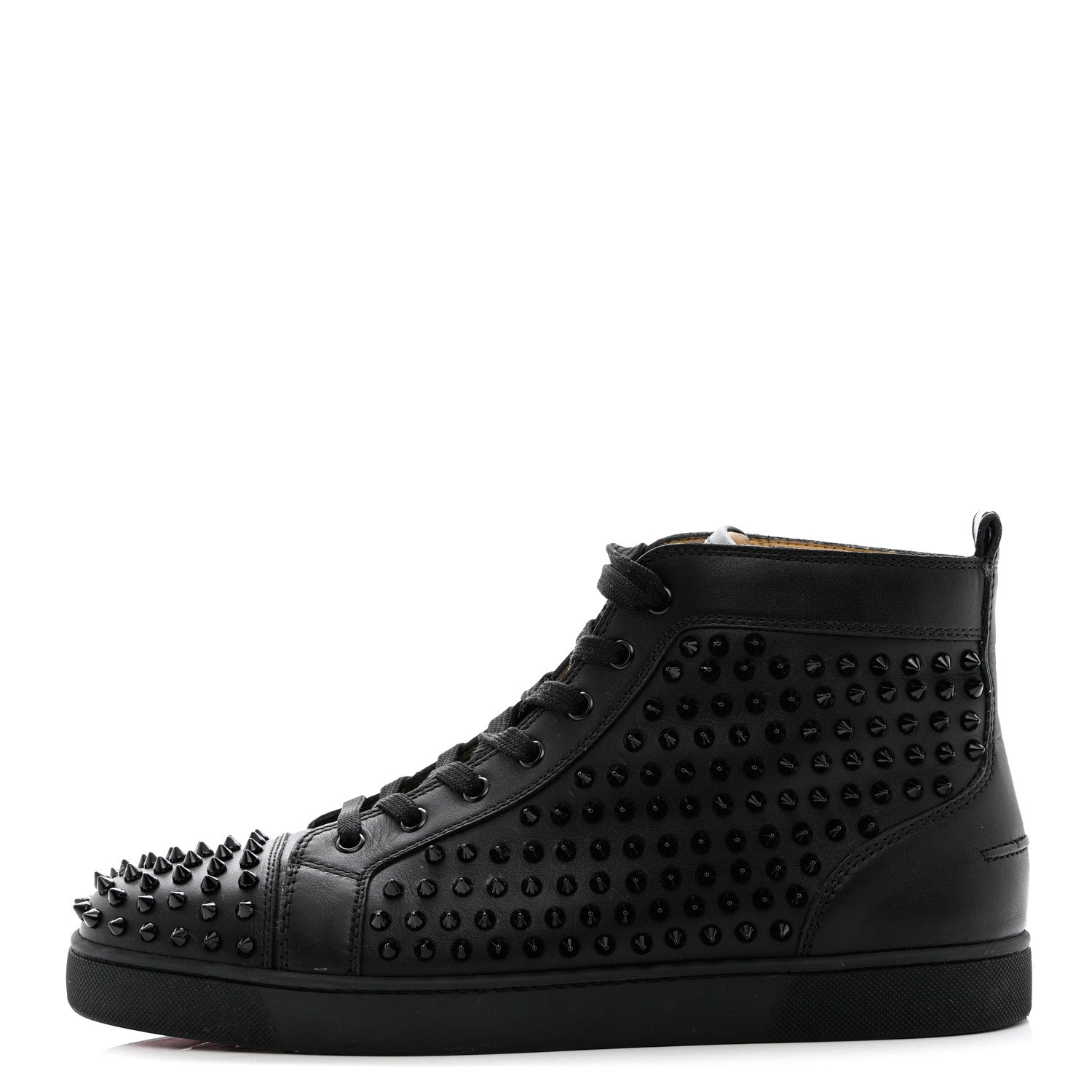 Christian Louboutin Calfskin Mens Louis Spikes Flat Sneakers 44.5 Black 1 of 14