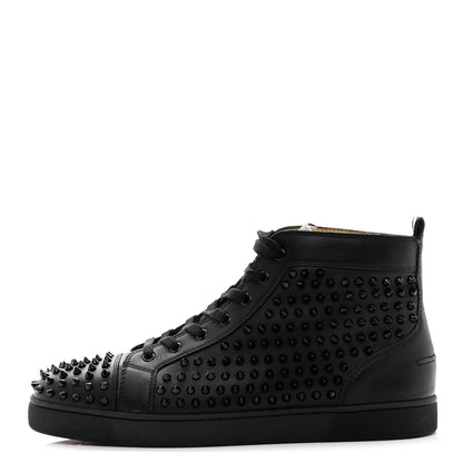 Christian Louboutin Calfskin Mens Louis Spikes Flat Sneakers 44.5 Black 1 of 14