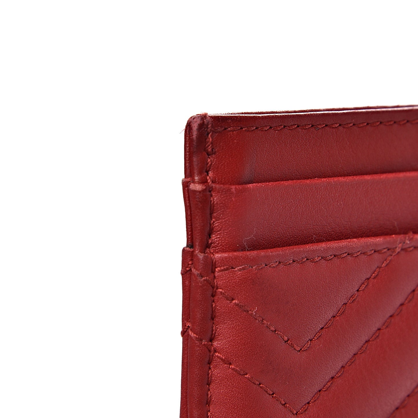 Calfskin Matelasse GG Marmont Card Holder Hibiscus Red