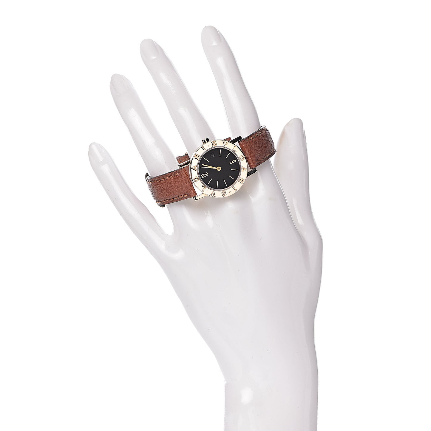 18K Yellow Gold Calfskin 26mm Quartz Watch Black