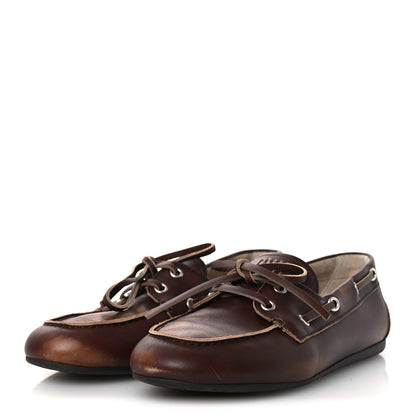 Miu Miu Vitello Deco Boat Loafers 38 Sienna 4 of 11