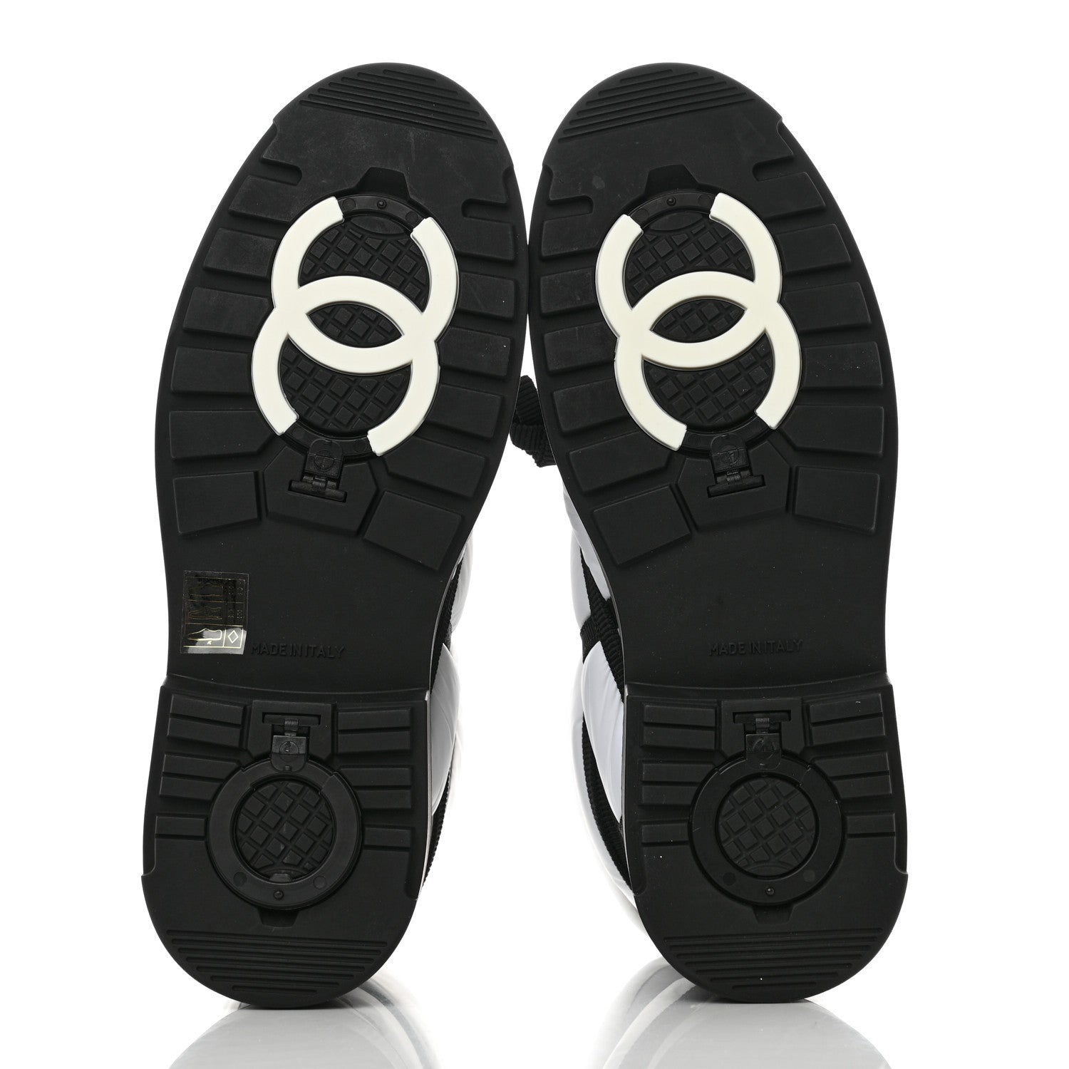 Chanel Calfskin Nylon Grosgrain CC Ankle Snow Boots 39.5 White Black 5 of 11
