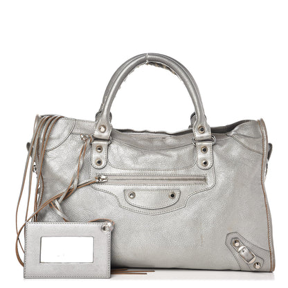 Balenciaga Pearlescent Goatskin Classic Palladium Hardware City Gris Gris Light 1 of 12
