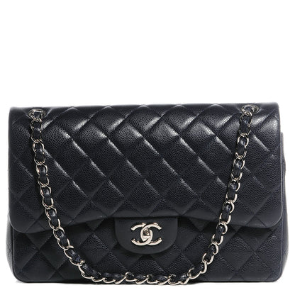 Chanel Caviar Quilted Jumbo Double Flap Navy Blue 1 of 9