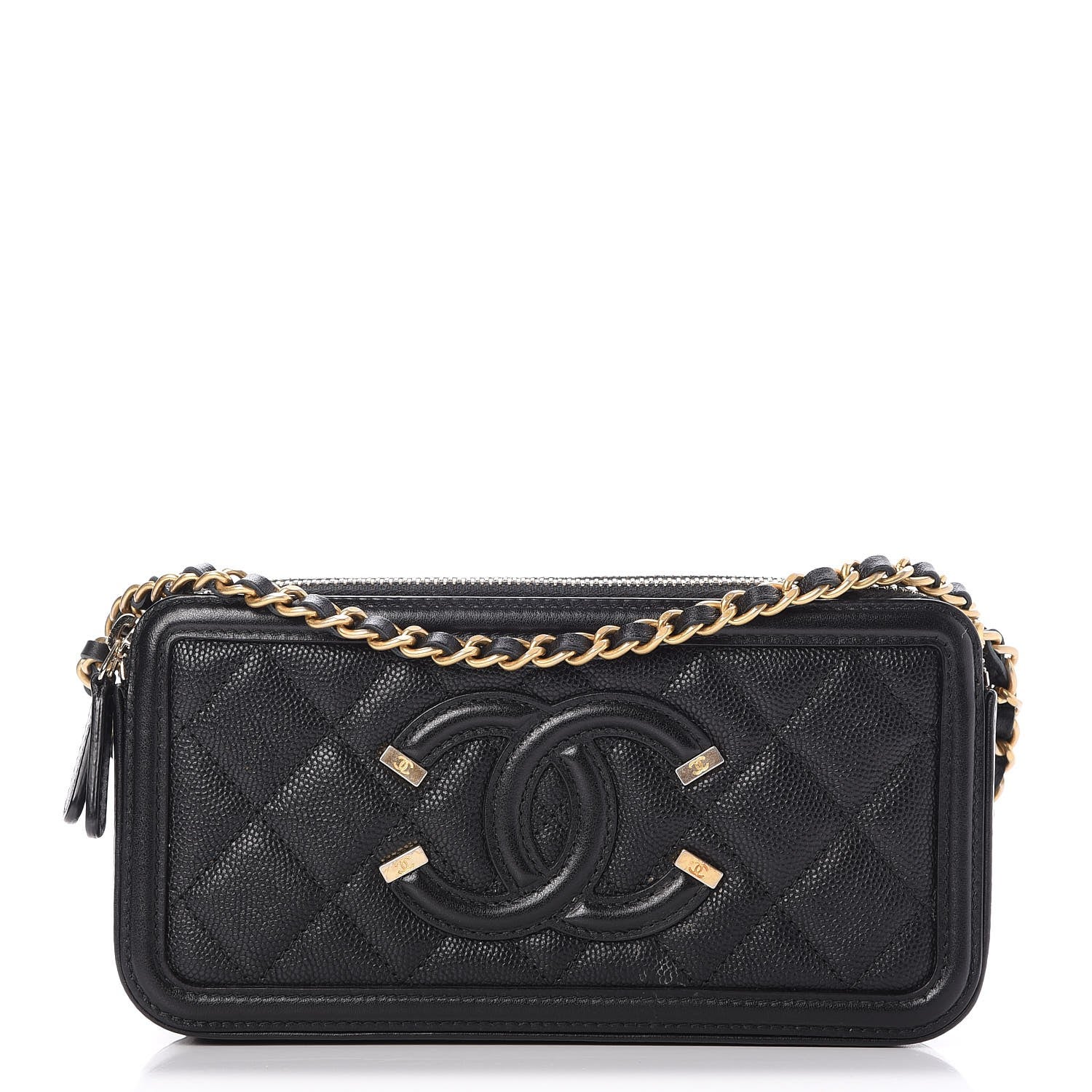 Chanel Caviar Quilted CC Filigree Clutch With Chain Black 1 of 9