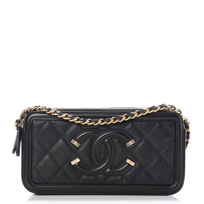 Chanel Caviar Quilted CC Filigree Clutch With Chain Black 1 of 9