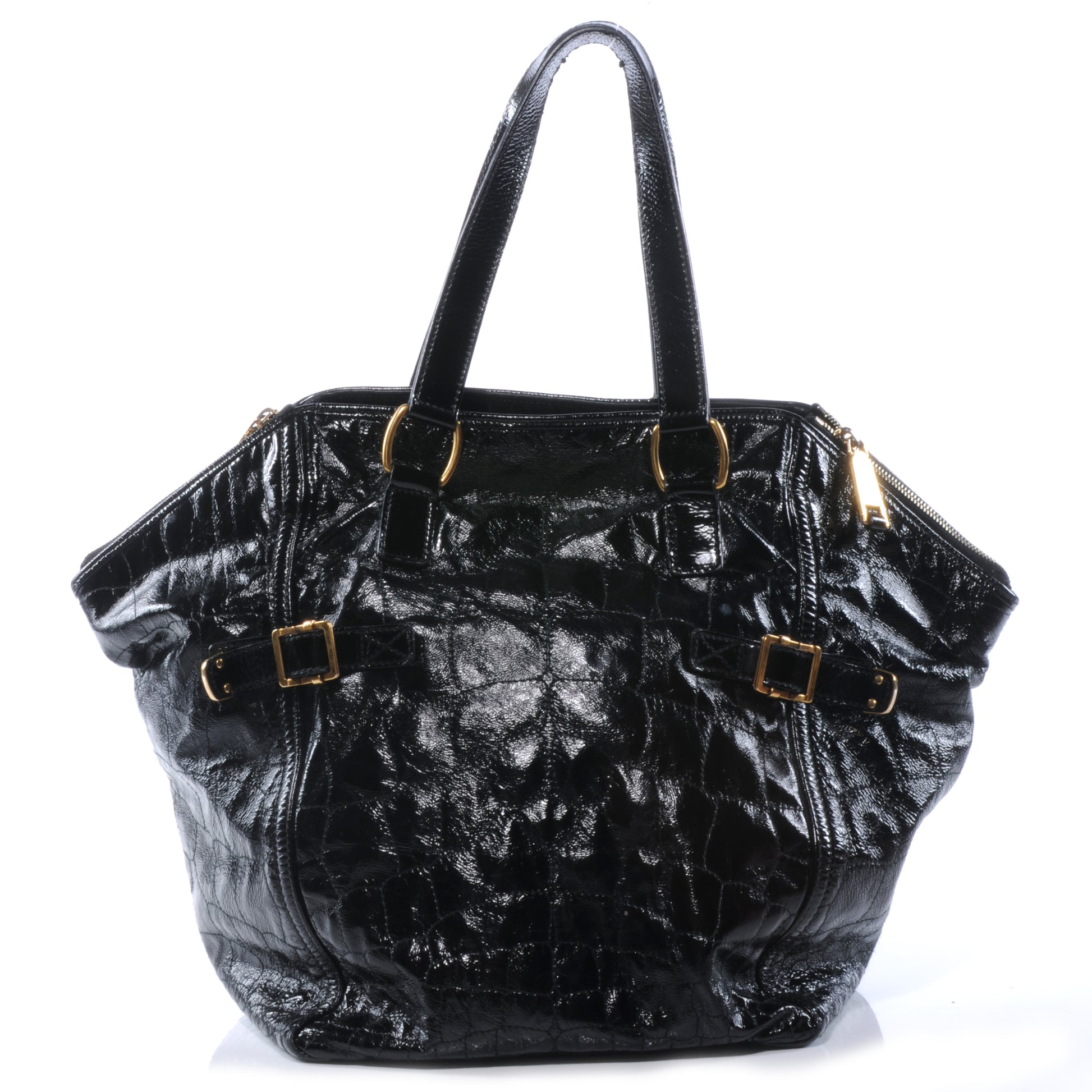 Saint Laurent Patent Croc Medium Downtown Tote Black 1 of 7