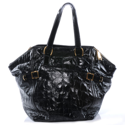 Saint Laurent Patent Croc Medium Downtown Tote Black 1 of 7