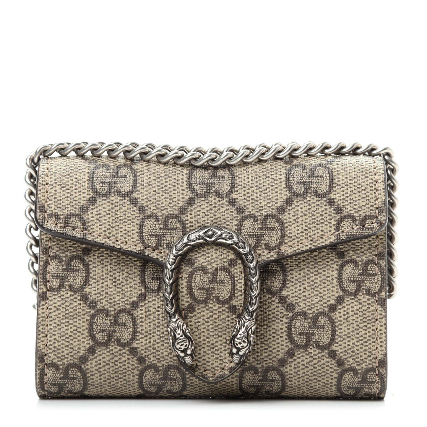 GG Supreme Monogram Dionysus Coin Purse Taupe