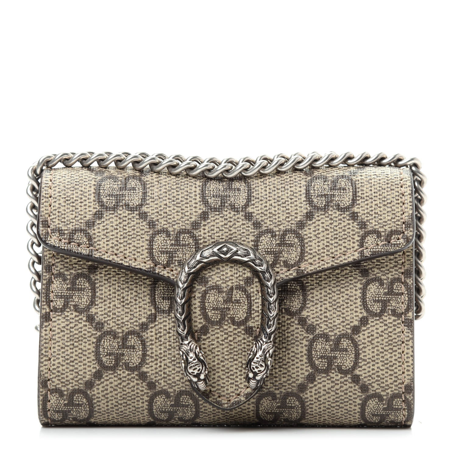 Gucci GG Supreme Monogram Dionysus Coin Purse Taupe 1 of 7