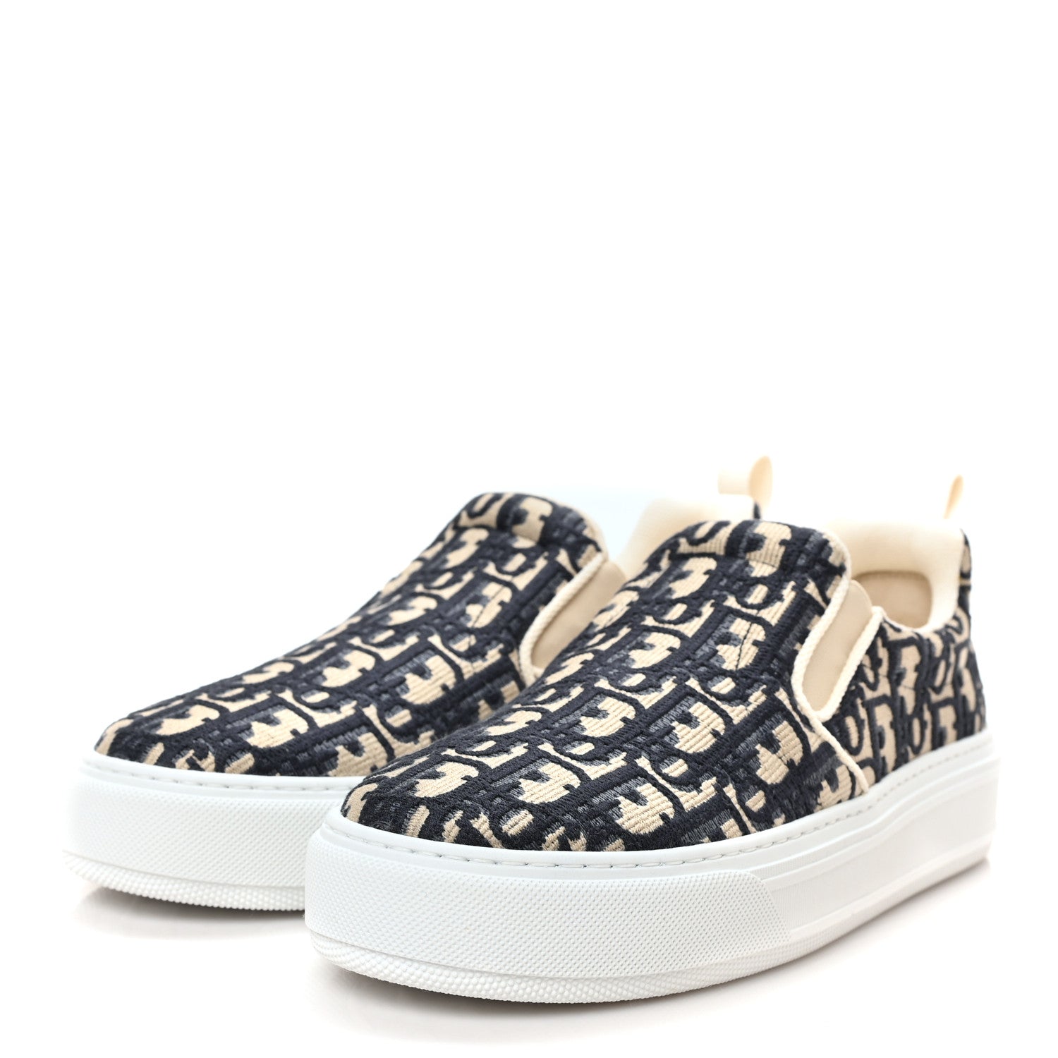 Christian Dior Canvas Oblique Embroidered Womens Solar Slip On Sneakers 39 Deep Blue 2 of 9