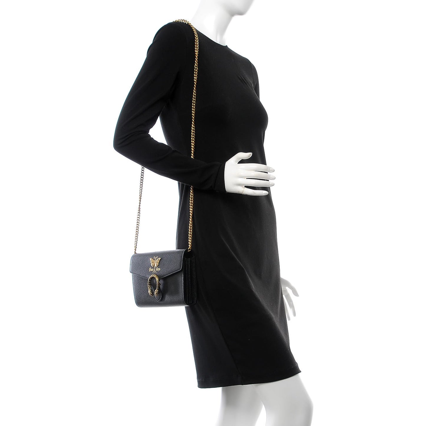 Calfskin Garden Dionysus Chain Wallet Black
