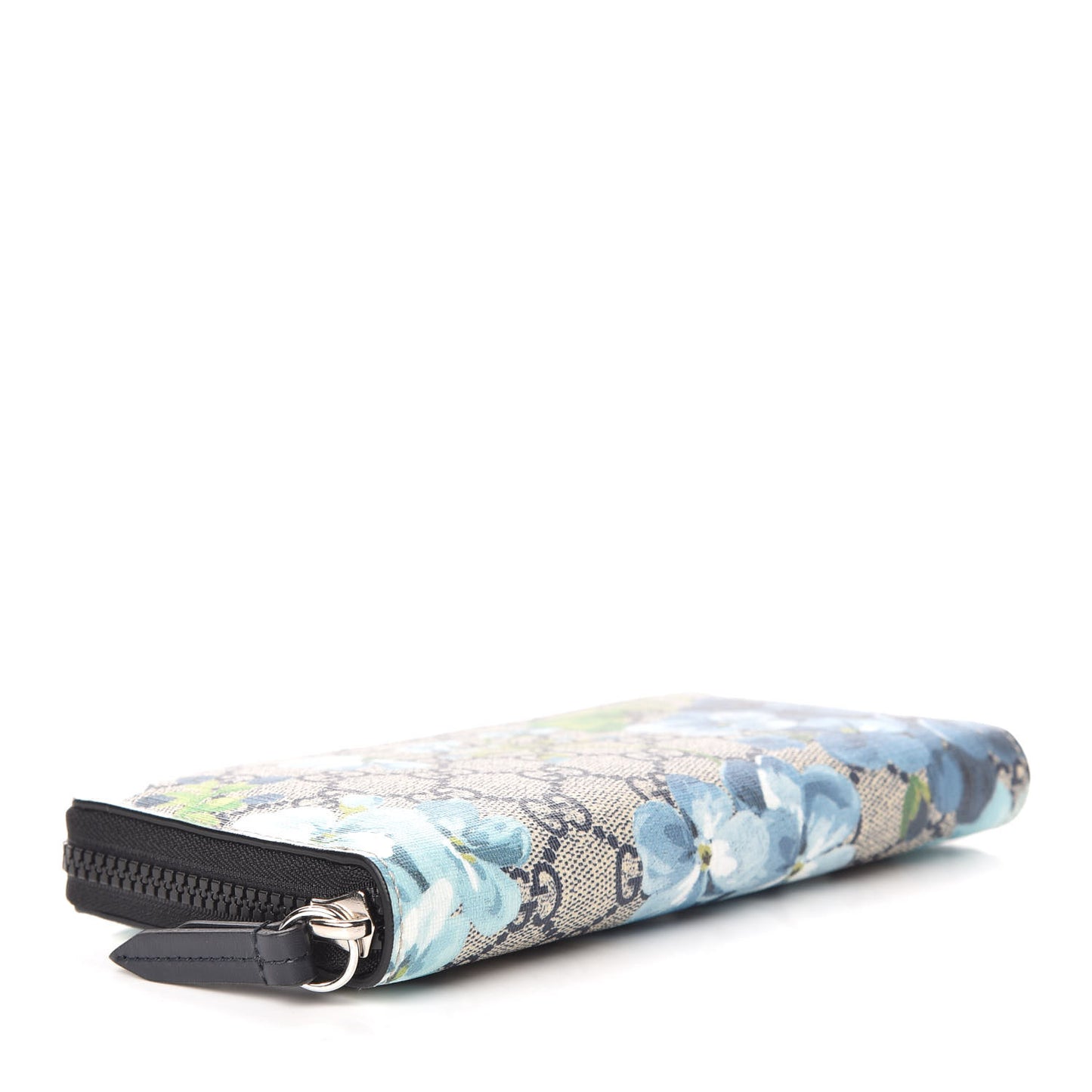 GG Supreme Monogram Blooms Zip Around Wallet Blue