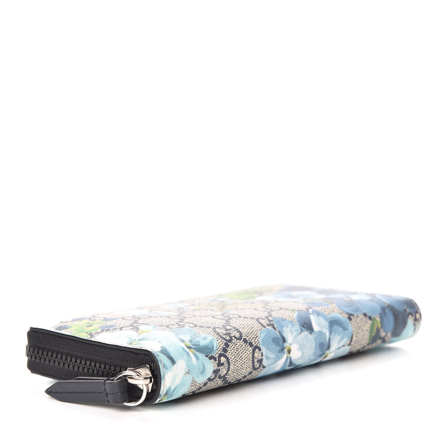 Gucci GG Supreme Monogram Blooms Zip Around Wallet Blue 3 of 8